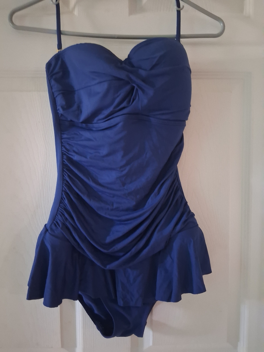 Lauren Ralph Lauren Royal Blue Ruched One-Piece Swimsuit with Skirt
